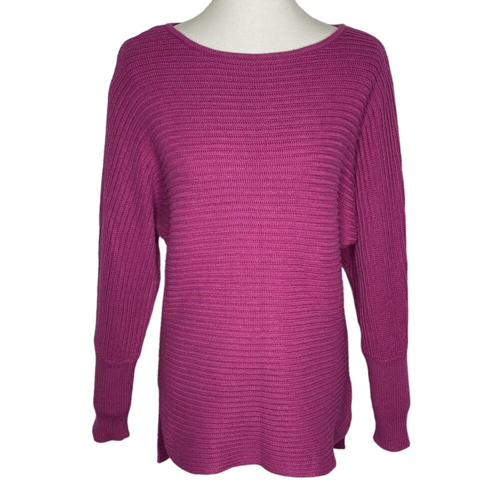 Rachel Zoe Knit Sweater Purple Jewel Tone Chunky Drop Shoulder Medium Boho Chic